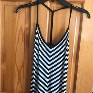 T-Strap Black & White striped maxi dress. New without tags, never worn